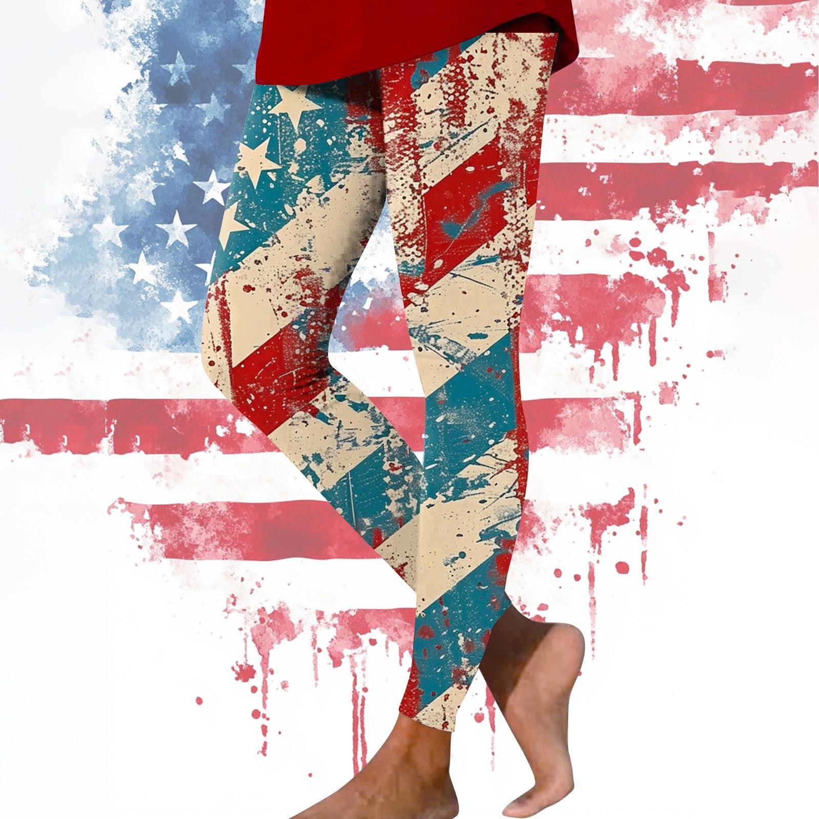 

Женские повседневные модные уличные брюки с принтом «День независимости» узкие эластичные укороченные брюки для йоги L