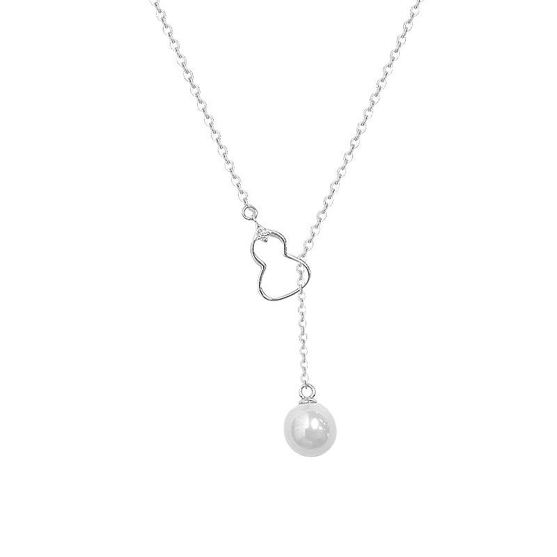 Light Luxury Style Gourd Pearl Necklace for Women New Chinese Style High-end Collarbone Chain