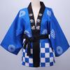 TOuWA Happi Waist Summer Neighborhood Association Cosplay School Jumpsuit Set Happi Blue Coat, Festival, Sash, Unisex, Festival, Event, Costume,