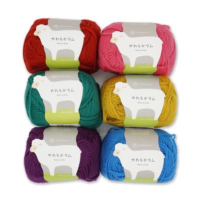 Daruma Soft Lamb Straight 6 Colors For and Socks Acrylic Wool Blend Yarn, - Children's Knitwear, Hats, - (D)