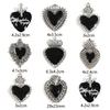 2-5PCs Black Series Heart Charms For Jewelry Making Religious Mexico Voto Heart Enamel Pendants Necklace Bracelet DIY Findings