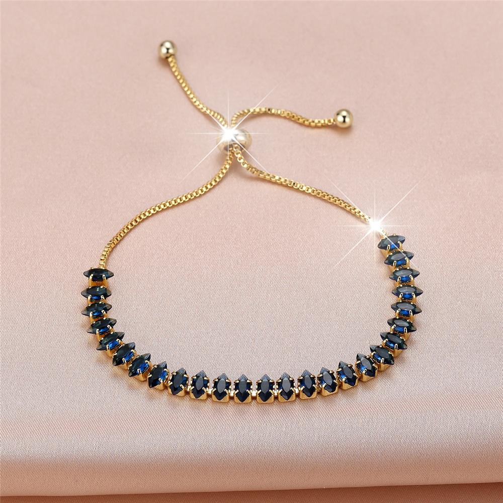 

Charm Female Blue Zircon Stone Bracelet Cute Gold Color Adjustable Wedding For Women