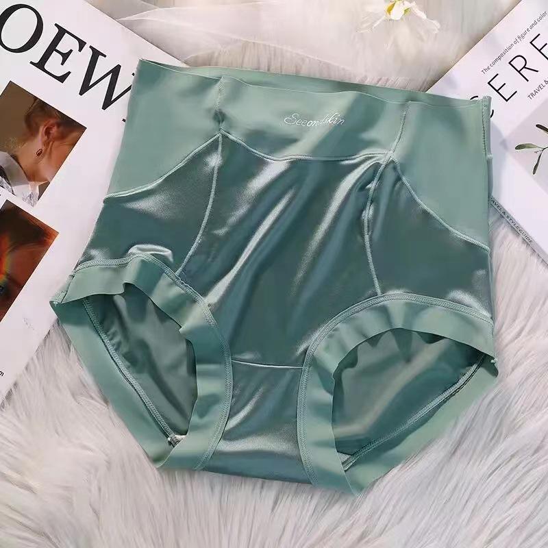 Majtki bezszwowe satynowe z wysokim stanem i kontrolą brzucha - Oddychające, uczucie nagości, wygodne, podnoszące biodra damskie majtki.