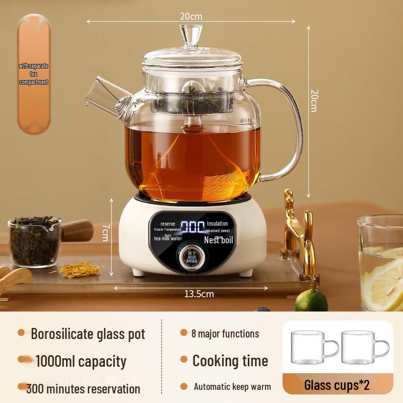 Triceratops 1L Glass Health Kettle Set