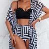 Trendy Mesh Three-Piece Bikini & Cover-up Set - Sexy European & American Style Swimwear for Women
