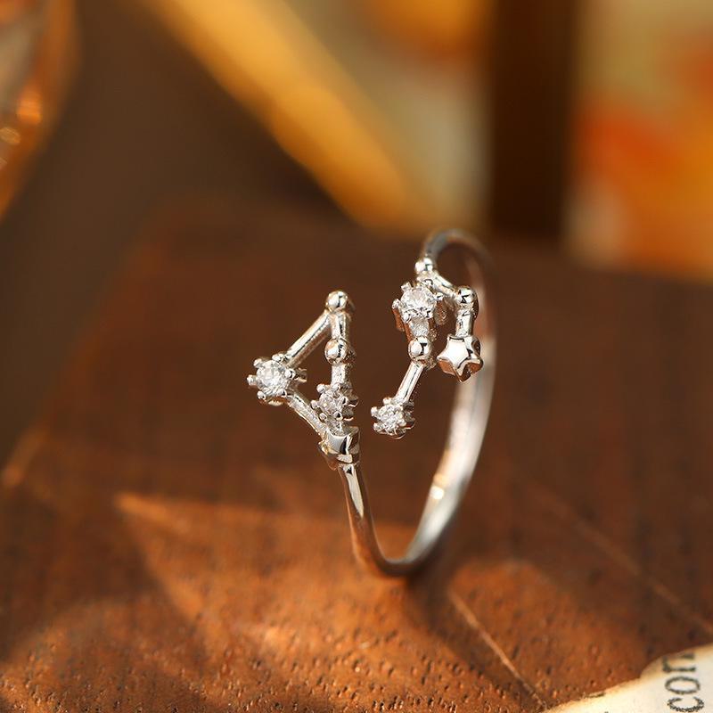 Banyan Tree S925 Silver Zodiac Constellation Ring - Women's Summer Simple Birthday Jewelry