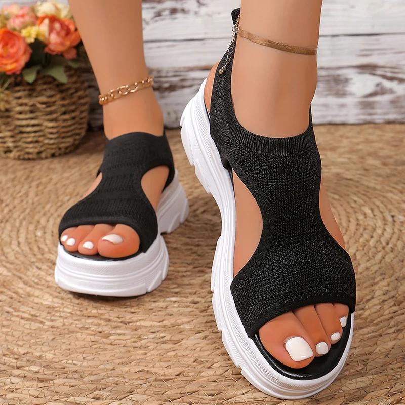 Fashion Summer Women's Sandals Hollow Out Platform Women Shoes Fashion Open Toe Arch Support Sandal Woman New Thick Bottom Sports Sandal