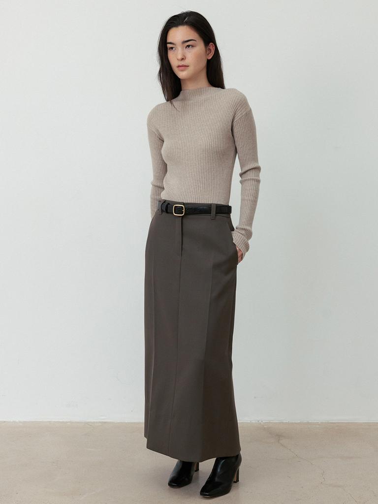Race Wool Whipcord Maxi Skirt_Brown