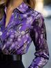 Women's Summer Style Shirt - Fashion Women's Clothing - Long-Sleeved Printed Satin Shirt - Elegant and Casual, Versatile for All Seasons