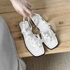 Retro square head open-toed super fairy flower summer new comfortable flat-bottomed fashion sandals women's ugly shoes