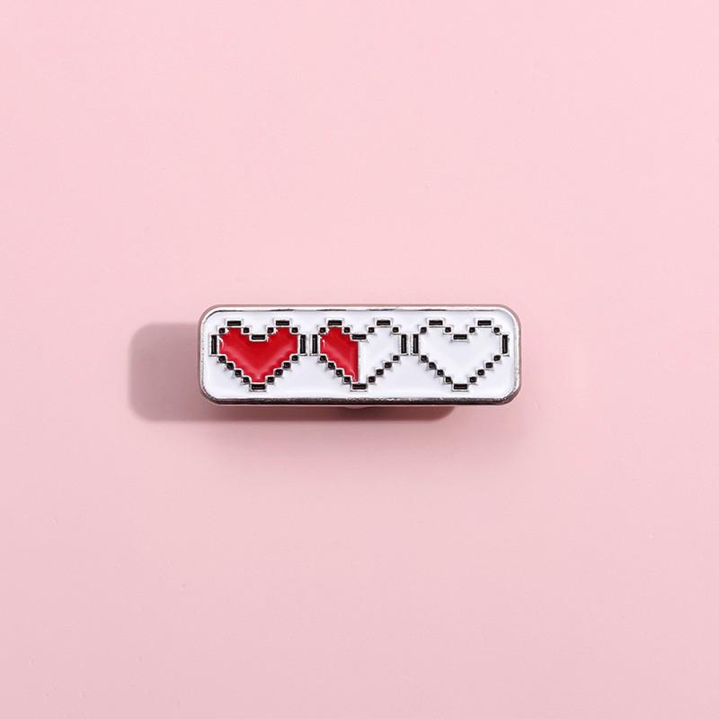 Distinctive Red Heart Pixel Dot Brooch Chic Minimalist Accessory For Men Women And