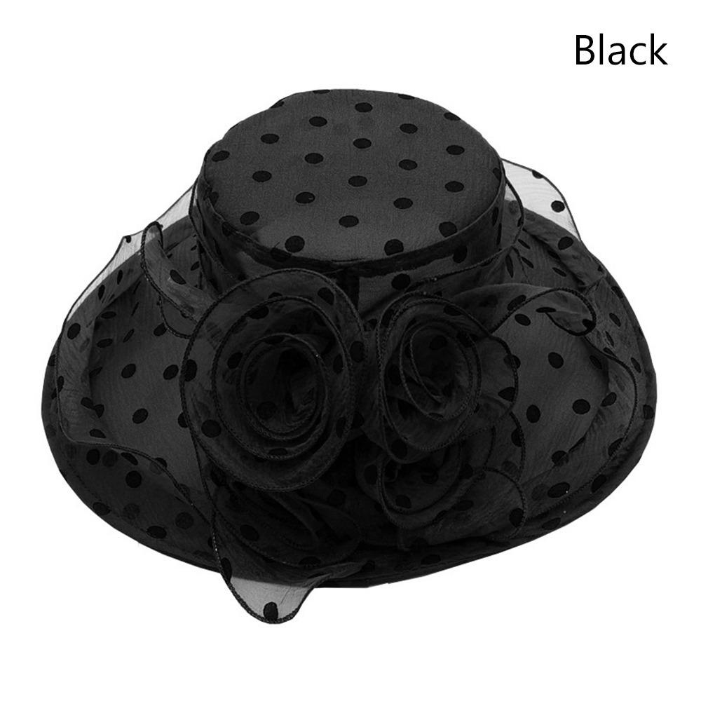 

UV Protection Sun Hat Big Wide Brim Beach Hat Elegant Organza Hat Summer чорний