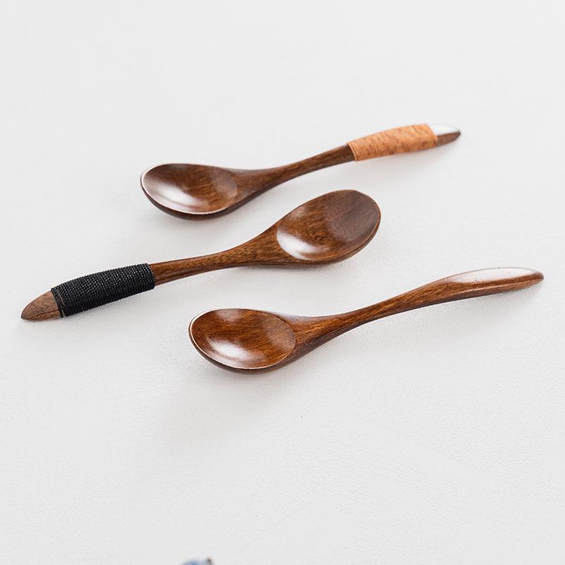 Japanese Nanmu Wooden Honey and Soup Spoon for Children - Mini Stirring Spoon