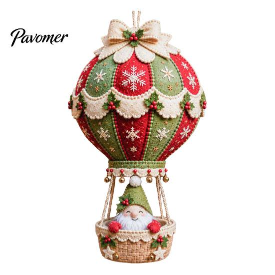 Fabric Sewing Projects for Adults Christmas Hot Air Balloon DIY Kit, 3D Felt Hanging Ornament Santa Family Craft Night Activities Snowman Reindeer