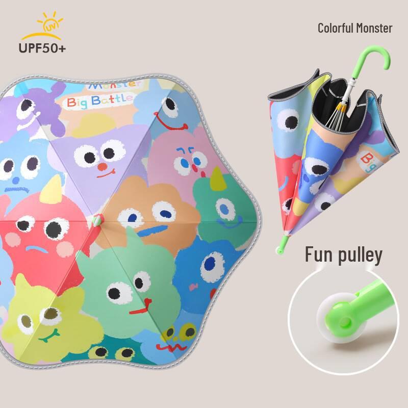 Children's Cartoon Umbrella: Round Corner, Anti-Stab Safety, Cute Long Handle, Lightweight for Kindergarten & Primary School Students.