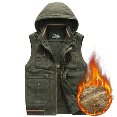 Herbst Winter Weste Herren Dick Warm Weste Herren Kapuze Mehrere Taschen Militär Ärmellose Jacke Für Herren M-8XL