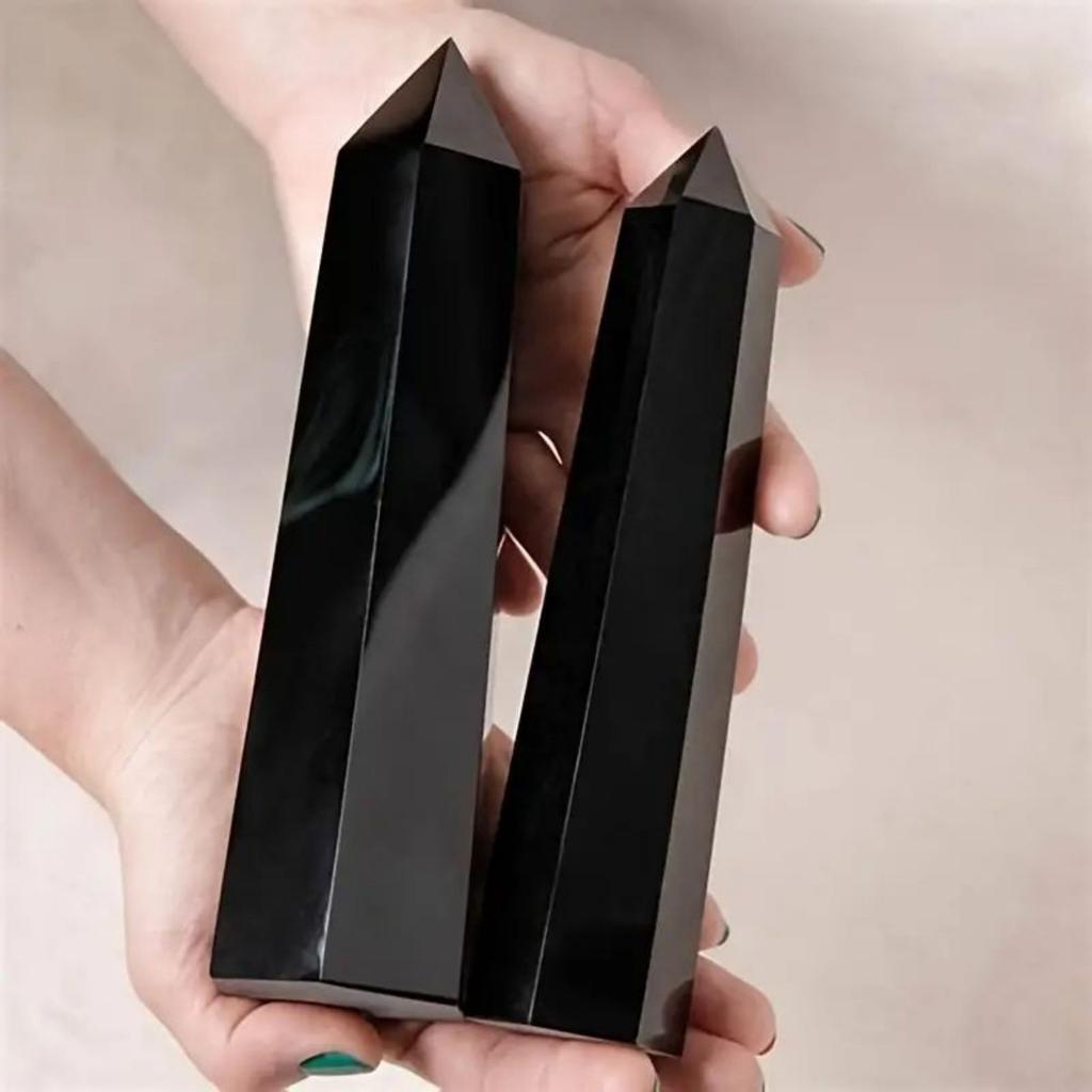 15Cm 4 Pcs Genuine Natural Crystal Point Wands Hexagonal Prism Obelisks With Unique Mineral Veins Amethyst Obsidian Labradorite