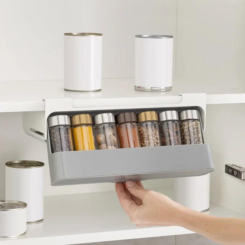 1 Set Kitchen Spice Bottle Organizer, Self-adhesive Wall-mounted Design, Essential Tool for Home Kitchen