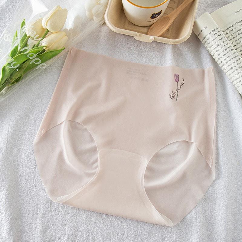 

Жіночі безшовні невидимі білизняні трусики Ice Silk Бавовняні промежини великого розміру Ультратонка нижня білизна Трусики бікіні XL рожевий