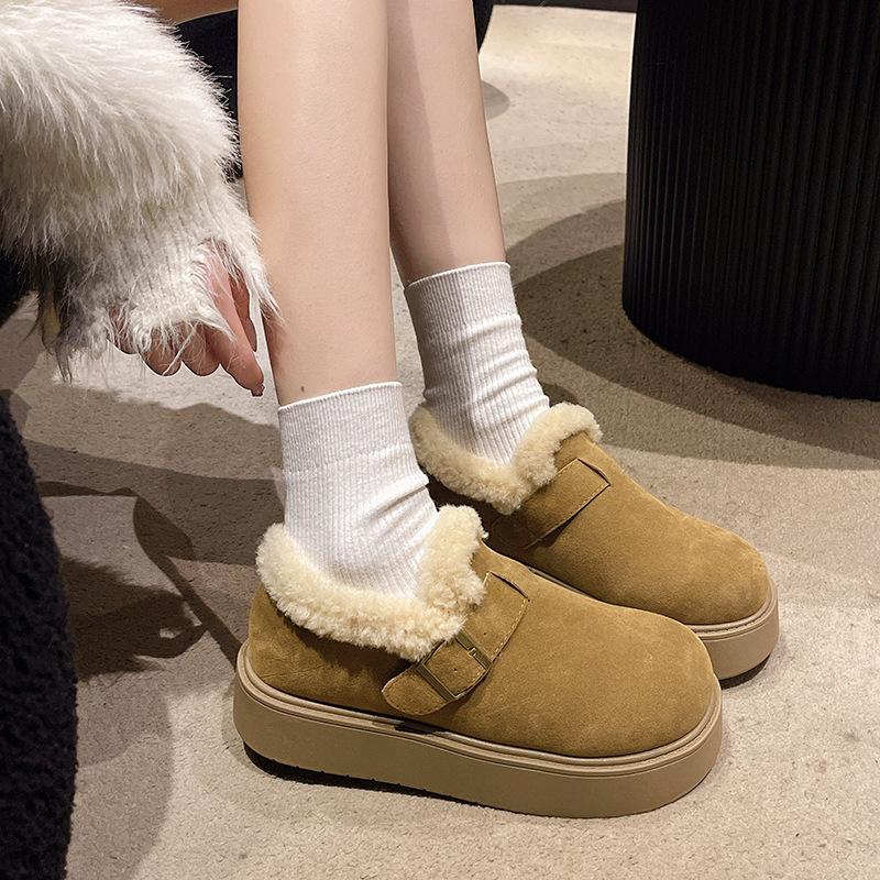 thick-soled snow boots women's new winter piled thickened fluffy warm casual shoes cotton shoes bread shoes