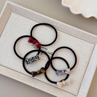 Simple Acetic Acid Hair Tie, Elegant Three-dimensional Bow Hair Band, High-elasticity Girlish Hair Tie and Rubber Band