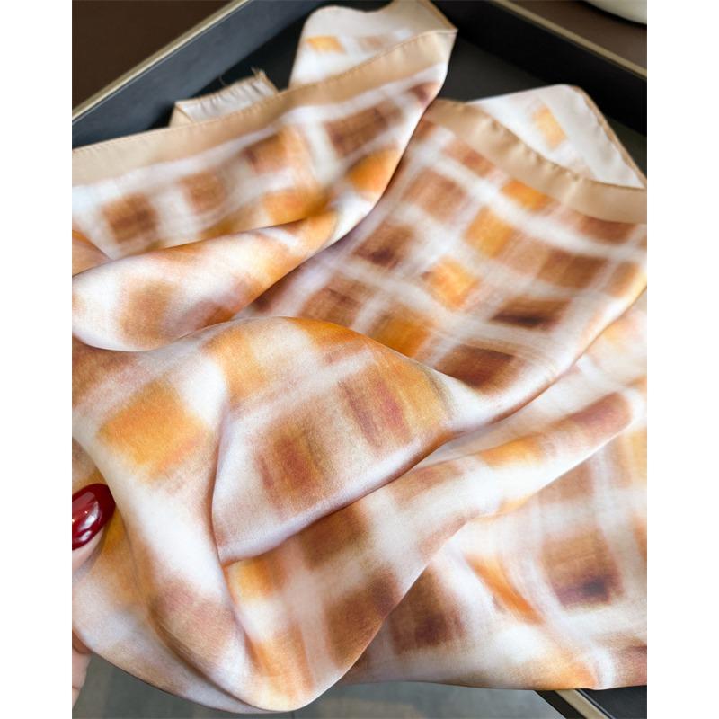 Vintage Printed Check Square Scarf For Women Fashion Accessory