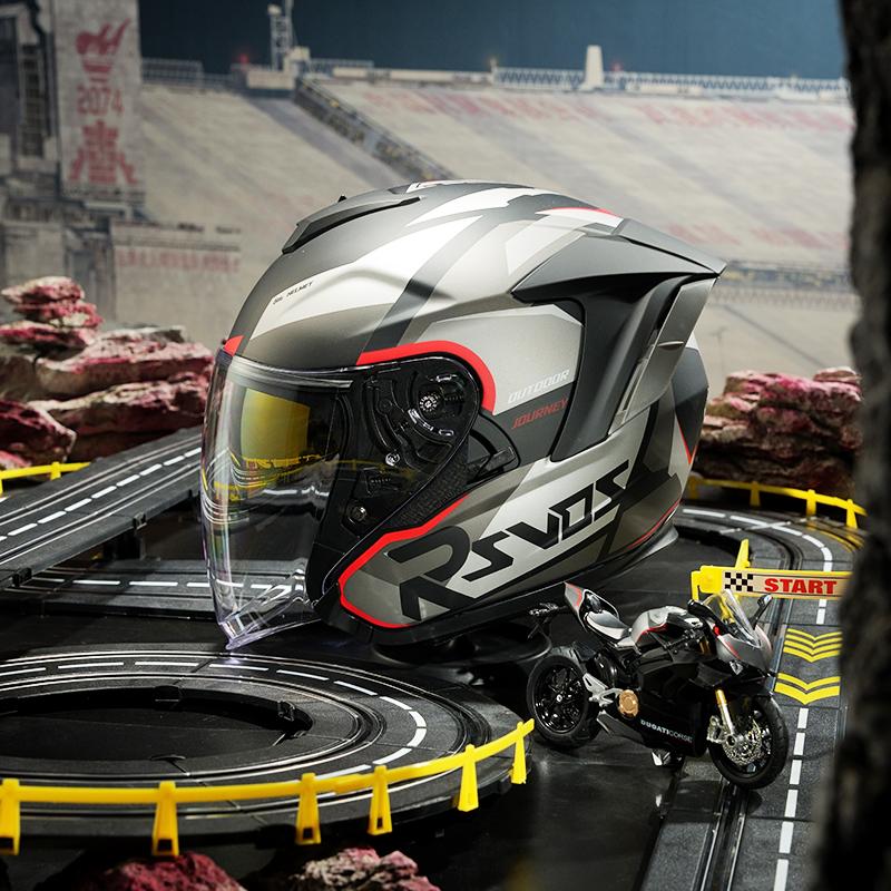 

Motorcycle Helmet 3/4 Open Face Helmet For Men And Women Dual Lens Sun Visor Face Shield Top Lightweight Scooter Bike Retro XXXL