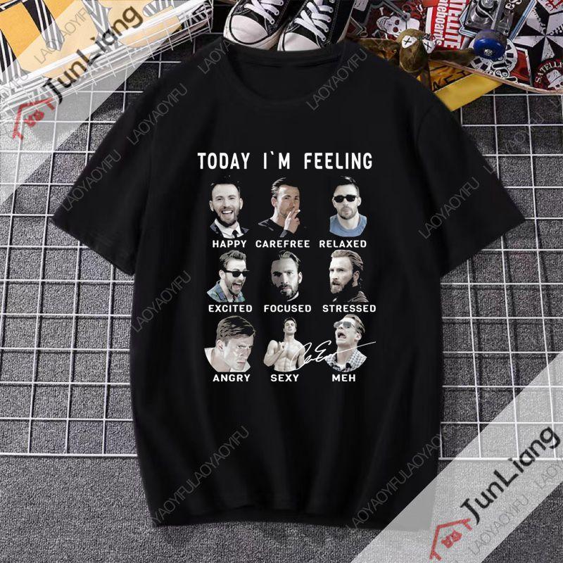 Henry Cavill and Chris Evans Shortsleeved Crewneck Tshirts Trendy Original Streetwear for Men from Harajuku