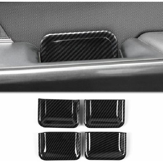 4x Door Handle Bowl Cover Trim Bezels Interior For Ford F150 + Carbon Fiber