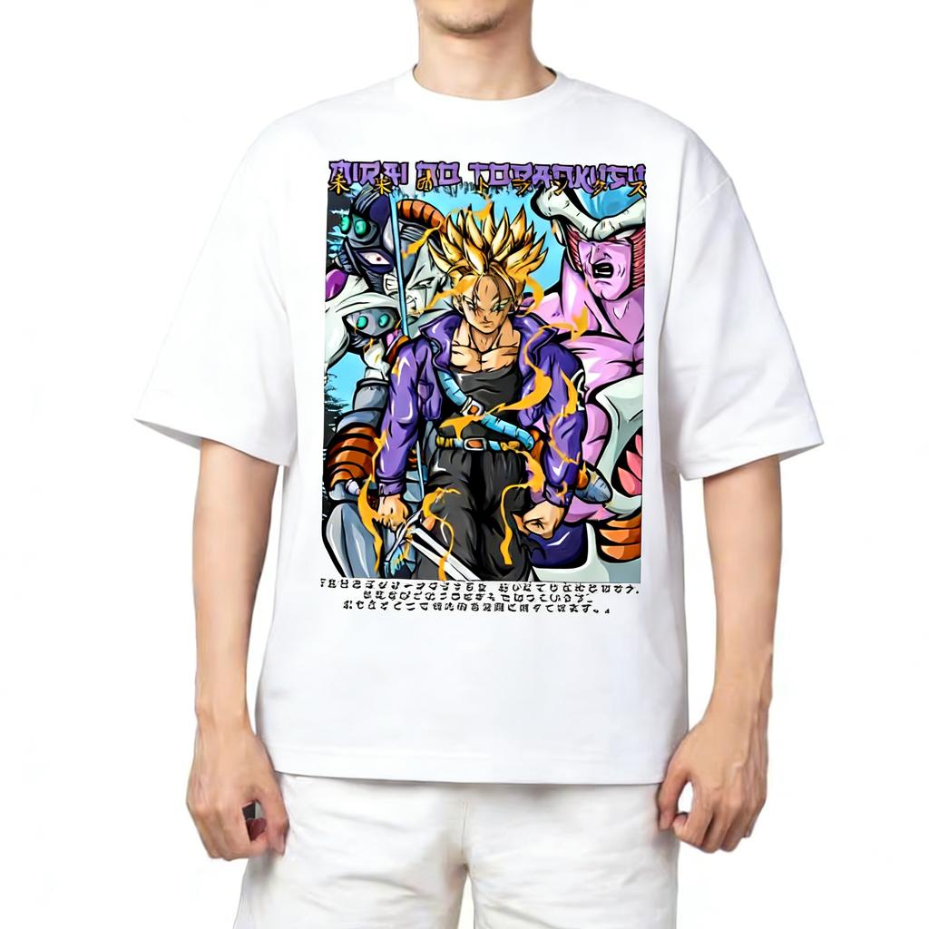 Summer White Plus Size Tshirt Dragon Ball Anime Printed Men and Women Casual Parent Child Tops Harajuku Y2K Streetwear Fashion