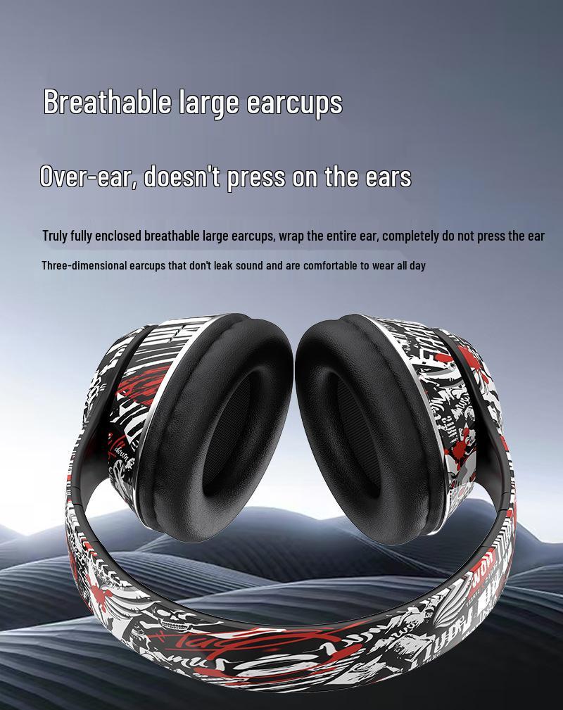 Graffiti Wireless Over-Ear Headphones with Heavy Bass - Bluetooth 5.4 Universal Headset for Music and Mobile Devices.