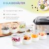 Joghurtbereiter, Griechischer Joghurtbereiter mit Deckel, 8 BPA-freie Glas-Innenbehälter à 180 ml, Joghurtbereiter mit LCD-Display-Timer