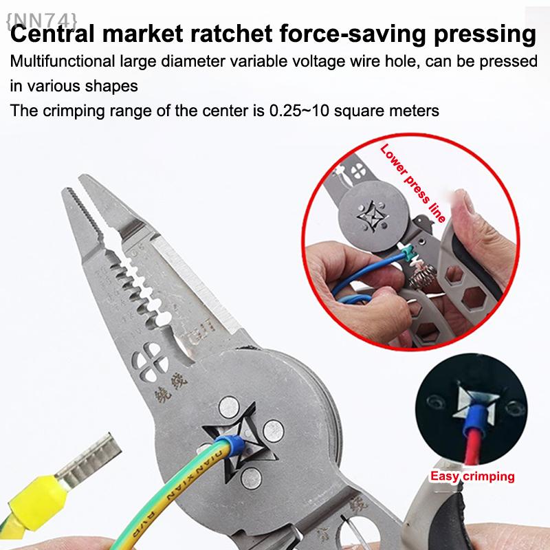Multifunctional Electrician Pliers–5-in-1 Wire Stripper, Separator, Cutter, Winder&Crimper, Ideal For Cable Repair&Installation