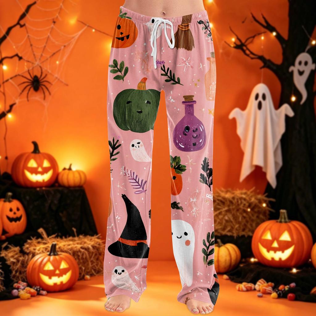 Women's Pajama Pants with Drawstring Halloween Print Relaxed Fit for Casual