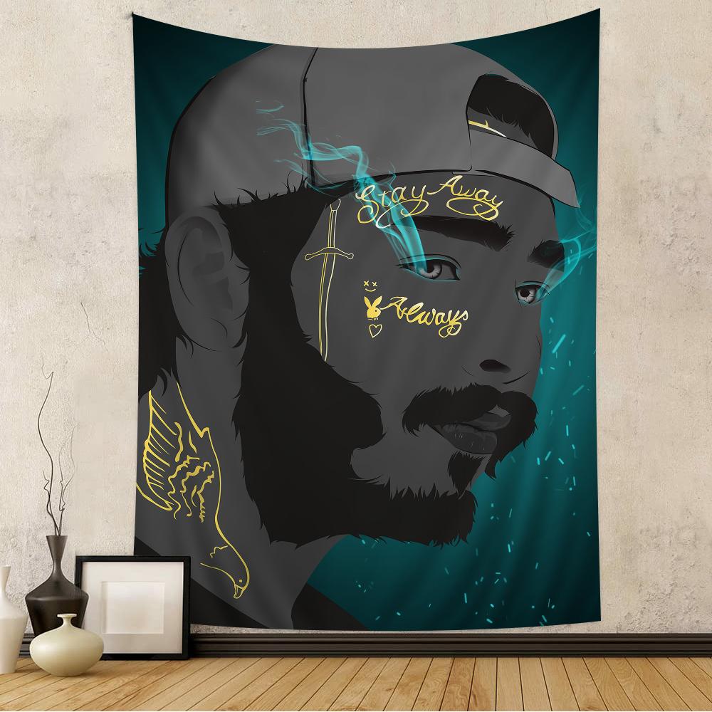 American Singer Star Rapper Post Malone Cartoon Tapestry Wall Hanging Decoration Household Home Decor