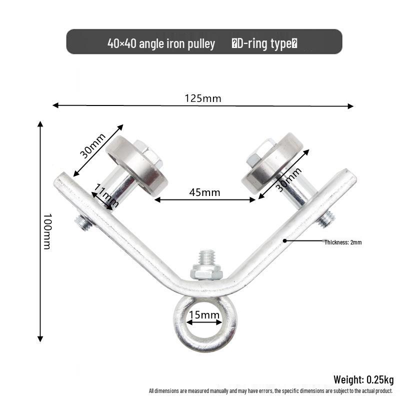 Poulie en fer d'angle pour arrosage de serre avec roulement à œillet et chariot à roues