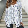 Women Plus Size Square Neck Long Sleeve T Shirt Double Layer Front Boho Harvest Floral Printed Loose Blouse