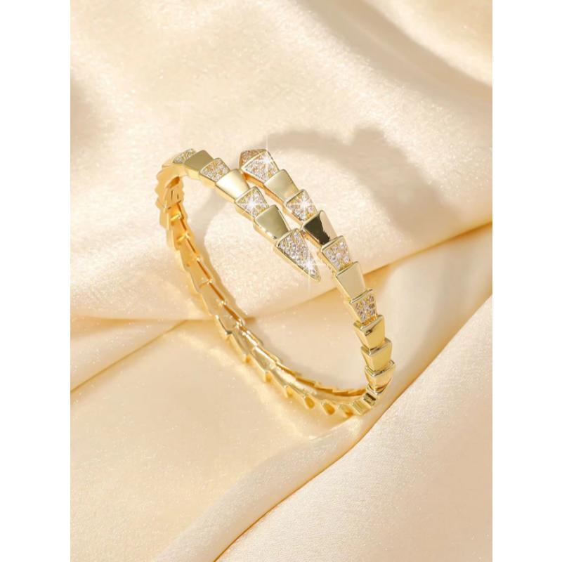 A Fashionable and Luxurious Women's Bracelet Micro Inlaid Zircon Snake Bracelet with a Stylish and Stylish Opening