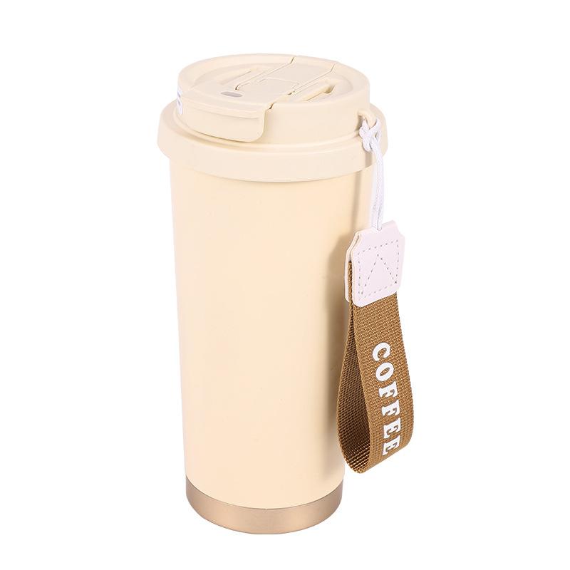 Stainless Steel Coffee Cup /Ceramic Liner Portable Thermos Cup with Handle Gift Water Cup with Custom Logo 501-600ml