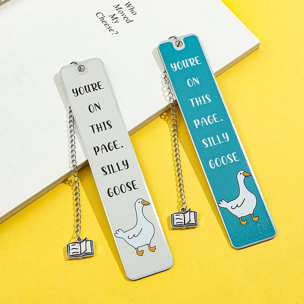 Adorable Goose Bookmark, Humorous Bookmarks for Women, Metal Bookmark in Pink, Bookworm Bookmark, Literary Additions, Great Gifts for Book Enthusiasts