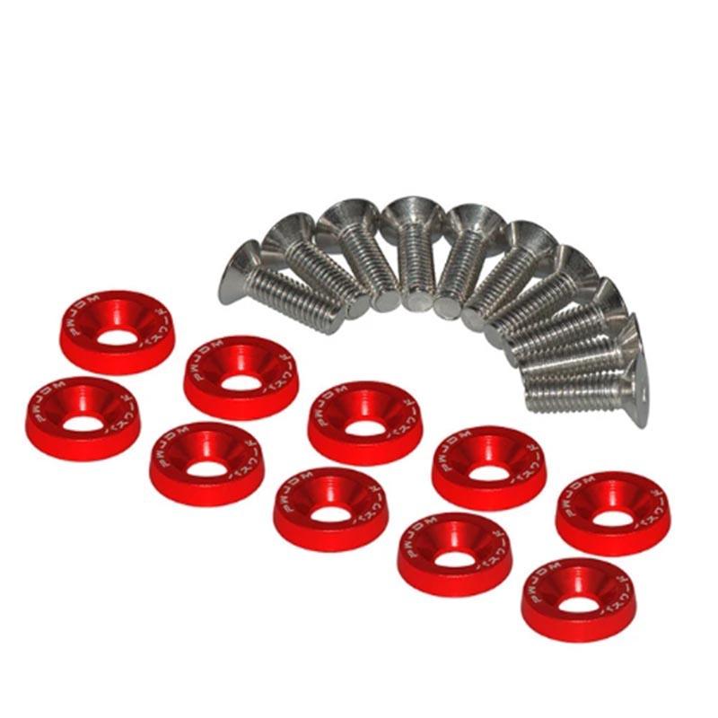 Universal JDM Fender Washers M6 Bolt Set Car Modification Gasket Screw Fender Bumper Engine Aluminum Concave Screws Hex Fastener