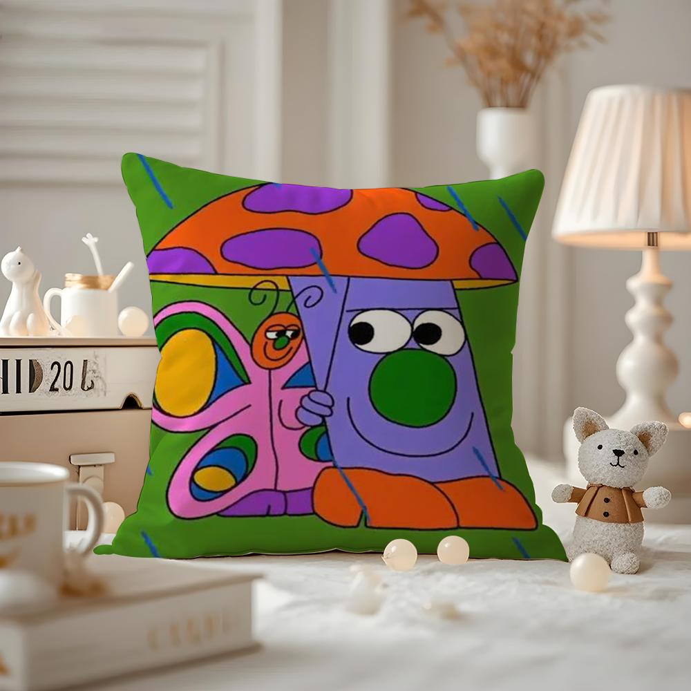 Cute Retro Illustration Cushion Cover Pattern Printed Pillowcase For Living Room Sofa Cushion Cover & Bedroom Decor