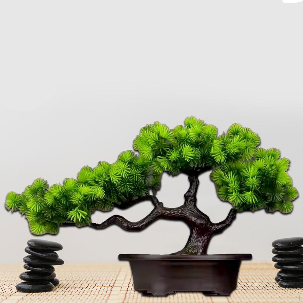 Künstlicher Bonsai-Baum Grüner Übertopf Kleine Pflanzen Deko Pflanze Indoor für Tisch