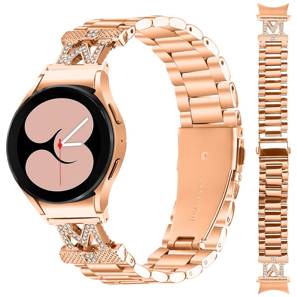 Watch Band with Quick Release Connector for Samsung Galaxy Watch 5/Watch 5 Pro/Watch4 , 3-Bead Stainless Steel Strap