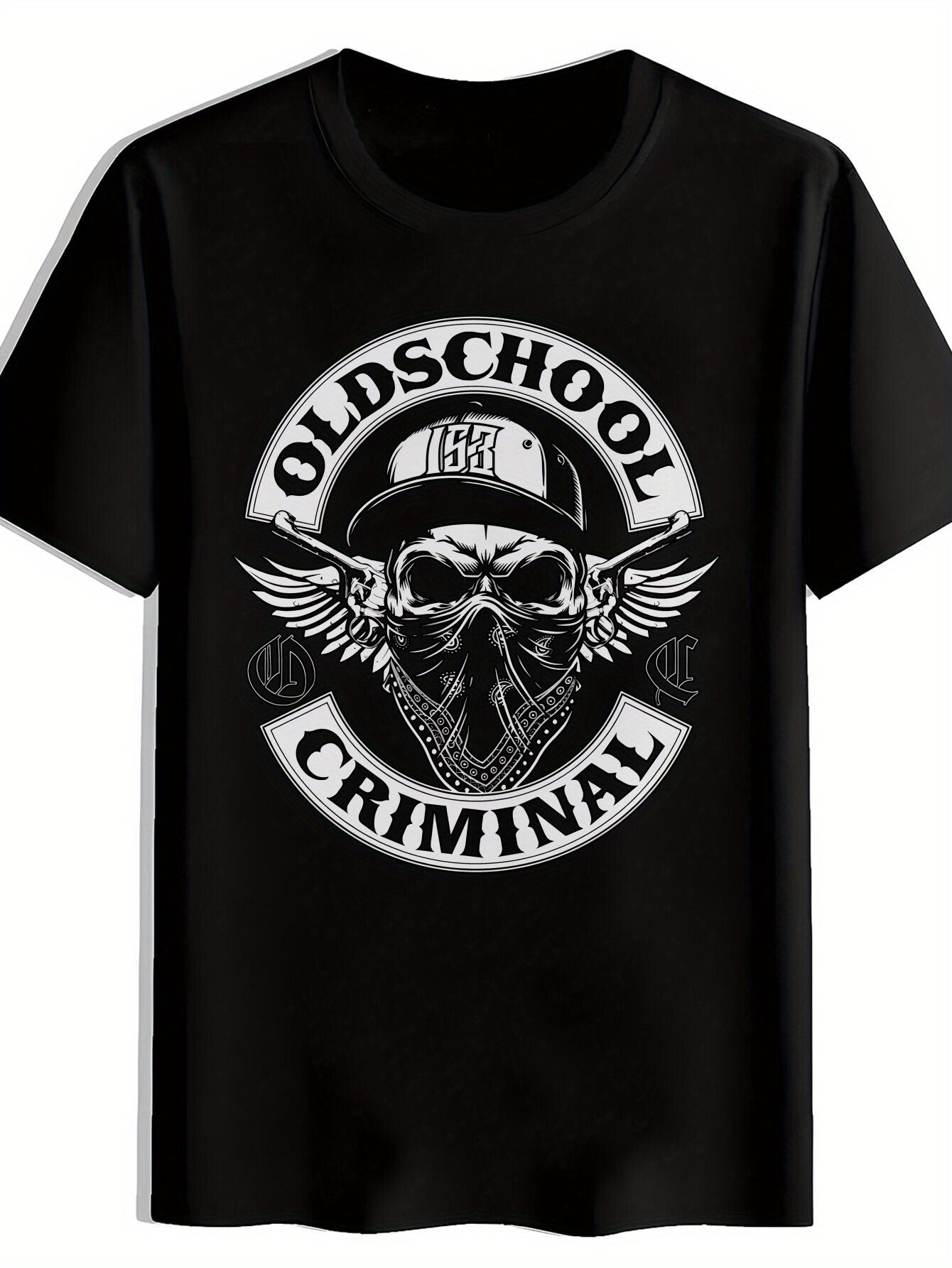 

Vintage Rock Band Graphic T-shirt - Black Crew Neck Short Sleeve Tee with Skull & Wings Design M