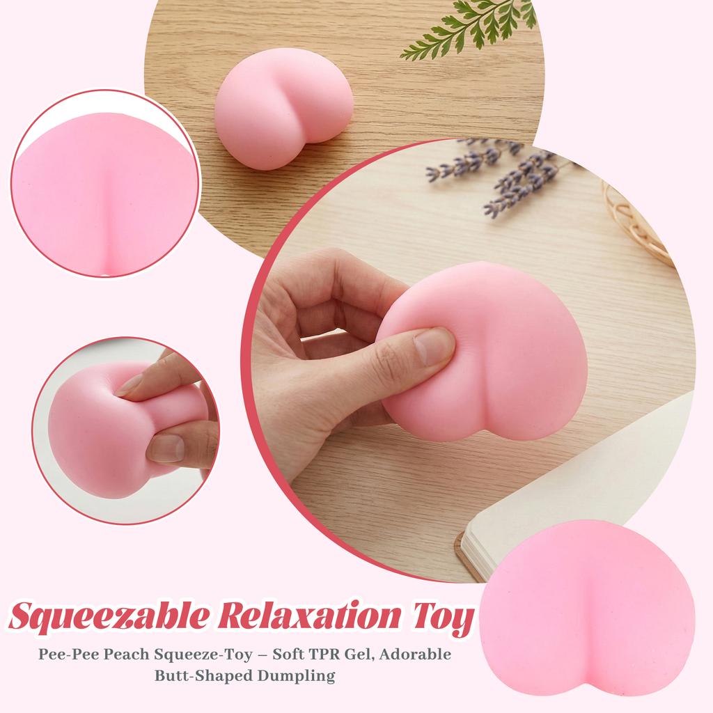 Pee-Pee Peach -Toy – Soft TPR Gel, Adorable Butt-Shaped Dumpling