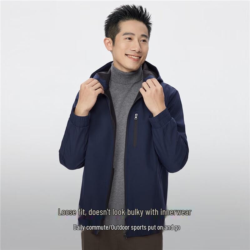 GIORDANO Men's Outdoor Hooded Windproof Softshell Jacket
