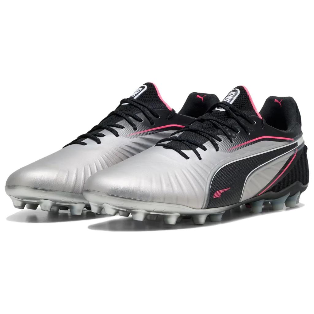PUMA King Ultimate Comfortable Round Toe MG Multi Ground Soccer Shoes Men's Silver Black 108306-03