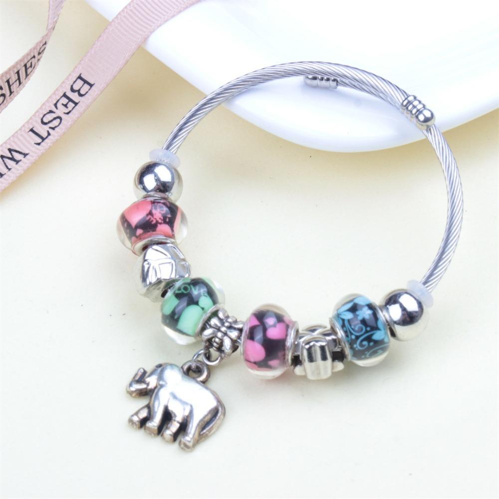 Beaded Bracelet Bangle Multi Element Stainless Steel Copper Alloy Open Spring Snake Bone Chain