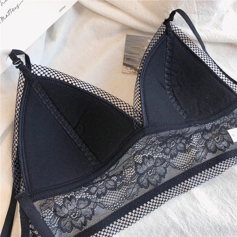U-shaped Back Underwear Lace Hollow Triangular Cup Underwear Deep V Gathering Bra Sexy Sweet Thin Breathable Women's Bra